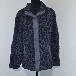 Abercrombie & Fitch Charcoal Leopard Teddy Jacket